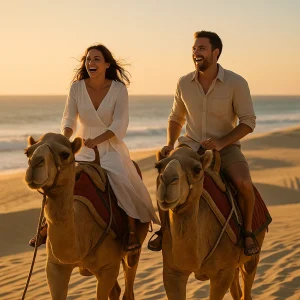 Dromedarios al Atardecer: Desierto y Playa en Los Cabos